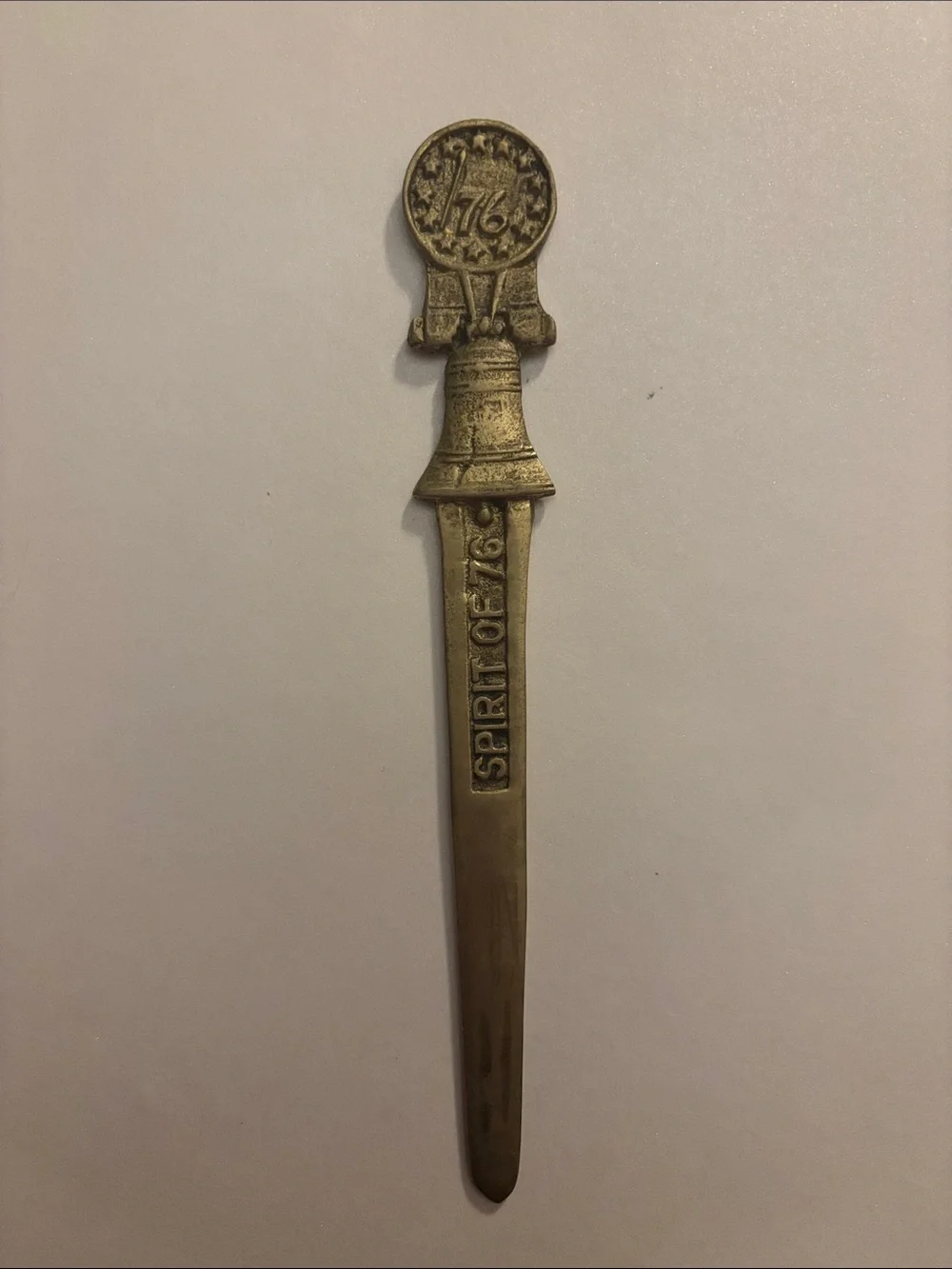 🔔 Vintage “Spirit of ’76” American Bicentennial Brass-tone letter opener
